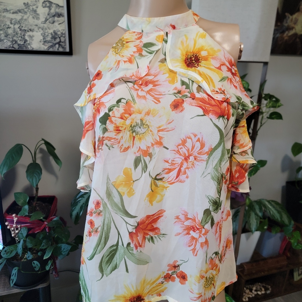 Floral Halter Neck Women Top
